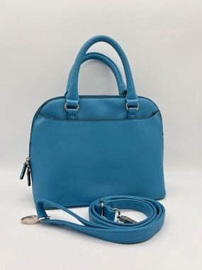 Denver Hayes Blue Satchel Purse Double Zip Crossbody Top Handle Bag